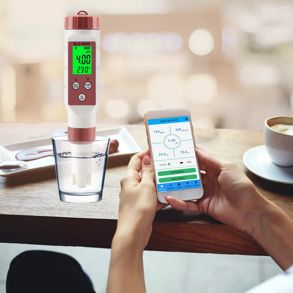 Yieryi New Bluetooth PH Meter PH/EC/TDS/TEMP Meter APP Intelligent Control Water Quality Tester ATC for Drinking Water Aquariums