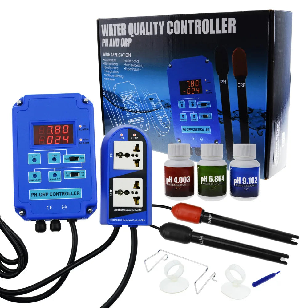 Digital pH ORP Redox 2 in 1 Controller Monitor w/ Output Power Relay Control Aquarium Hydroponics Plant Pool Spa 110V or 220V
