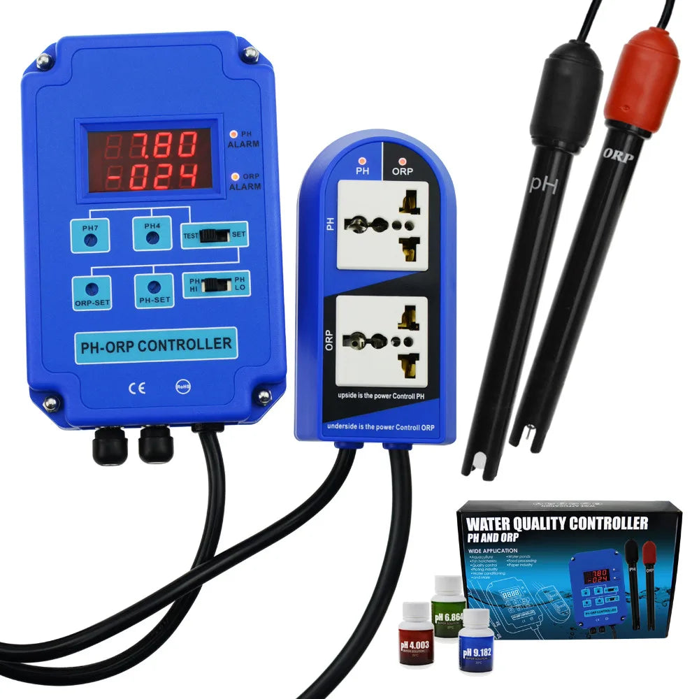 Digital pH ORP Redox 2 in 1 Controller Monitor w/ Output Power Relay Control Aquarium Hydroponics Plant Pool Spa 110V or 220V